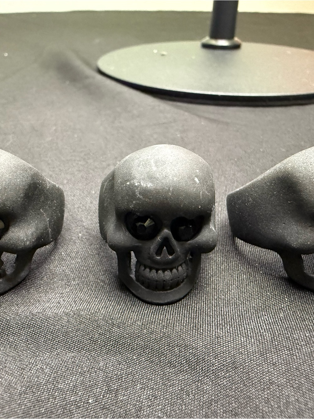 Matte Black Skull Ring - Men's Gothic Accessory Size 11 (Iron)